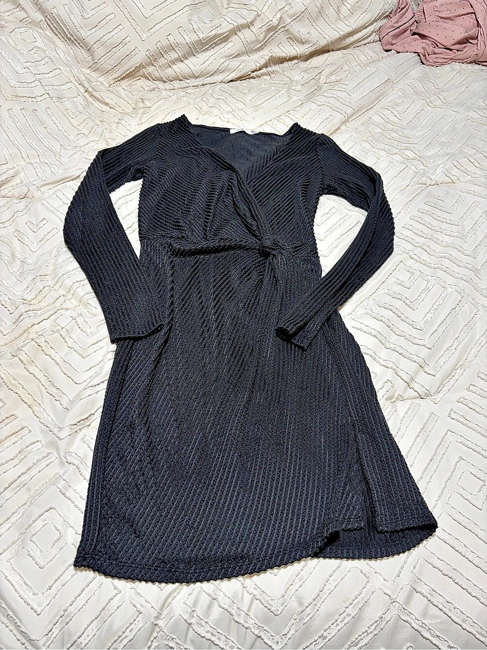 Mi Ami Black Knit Long Sleeve Mini Dress